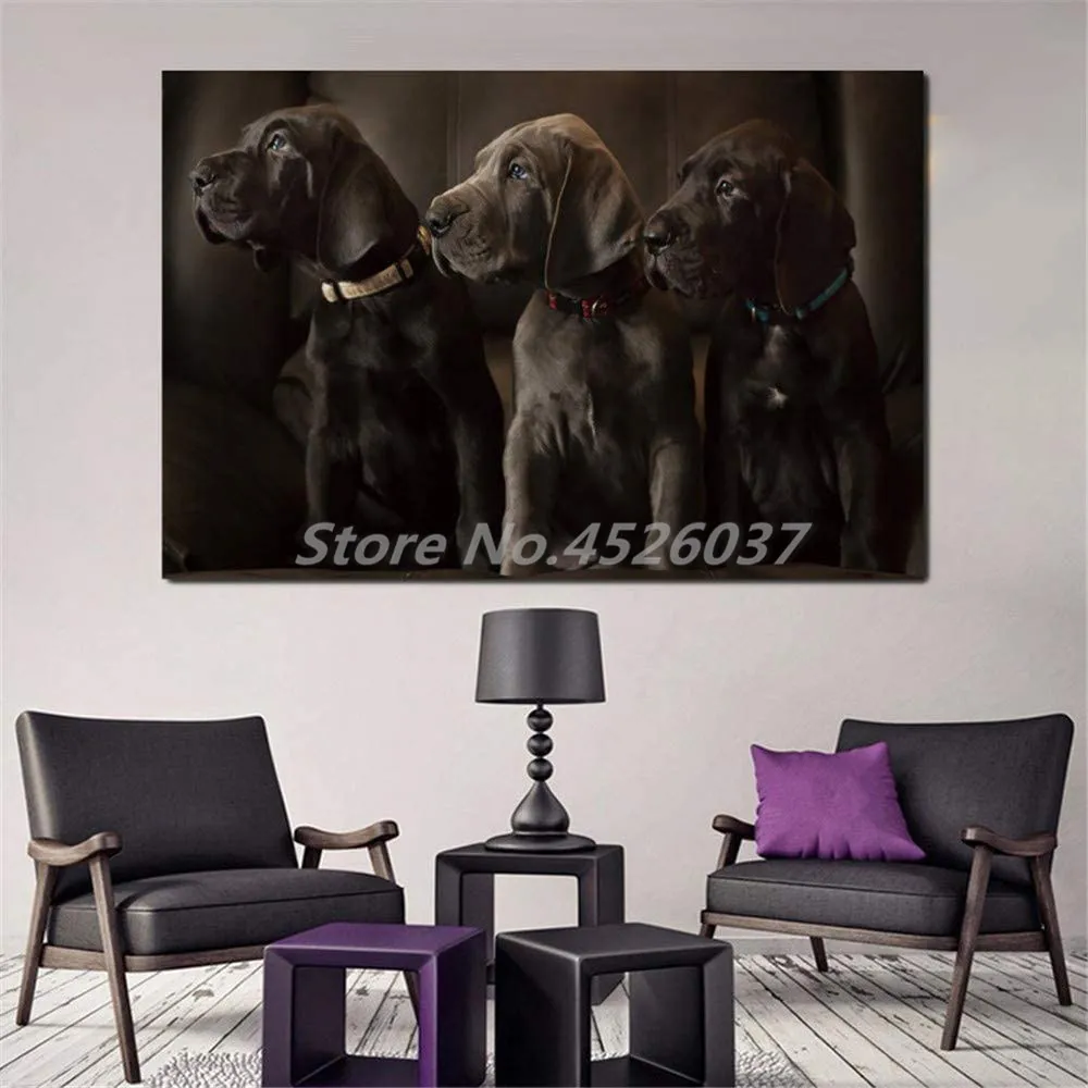 Animals Dog Cute Hounds Great Dane Canvas Prints Paintings For Living Room Poster On The Wall Home Decor | Дом и сад