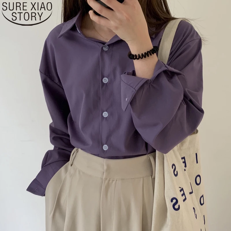 

Office Lady Loose Shirts Women Purple Blouse Long Sleeve Tops Spring Autumn Korean Fashion Clothing Elegant female Blusas 12279