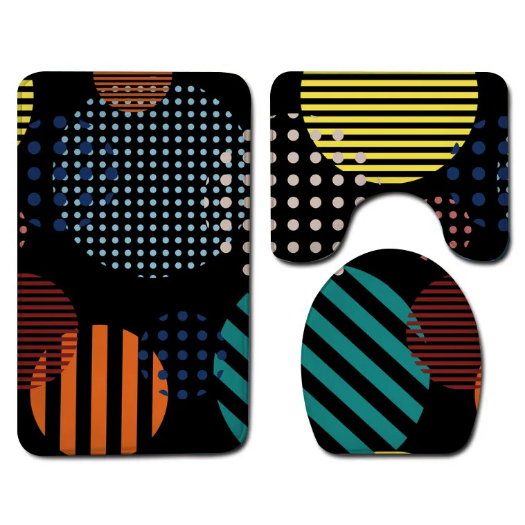 

Home Decoration Bath Mat Flannel Bathroom Capet Rug Waterproof U-Shaped Toilet Rug and Anti-slip Floor Carpet Toilet Mat Set