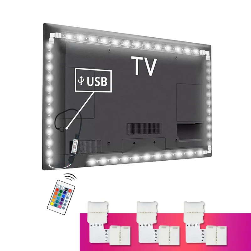 

Светодиодная лента RGB 5050SMD, неосветильник лампа для подсветки телевизора, монитора ПК, 1 м, 2 м, 3 м, с питанием от USB, «сделай сам»