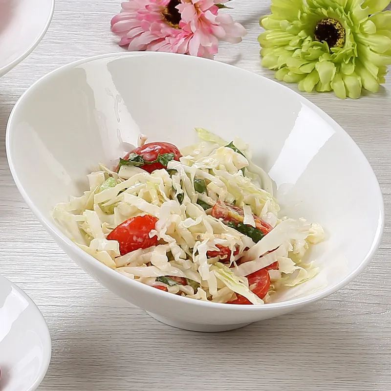 

Ceramic beveled bowl White Creative Rice Noodle Bowl Japanese Korean Tableware Salad mixing sauce yarn bowl marmite ceramique