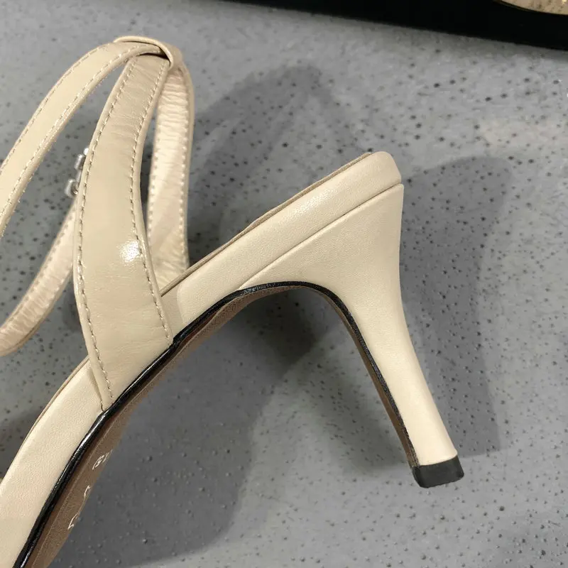 

2020 New Summer Genuine Leather Concise Sandals fashion Sexy Peep Toe High Heels Women Shoes Wedding Night Club Shoes Woman