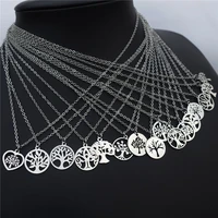 life of tree necklace stainless steel pendant choker jewelry with stainless steel chain women girls gift 12 pieces mix wholesale