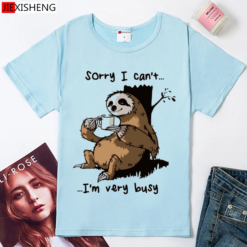 С героями мультфильмов с принтом &quotЛенивец&quot для женщин футболка 2020 размера