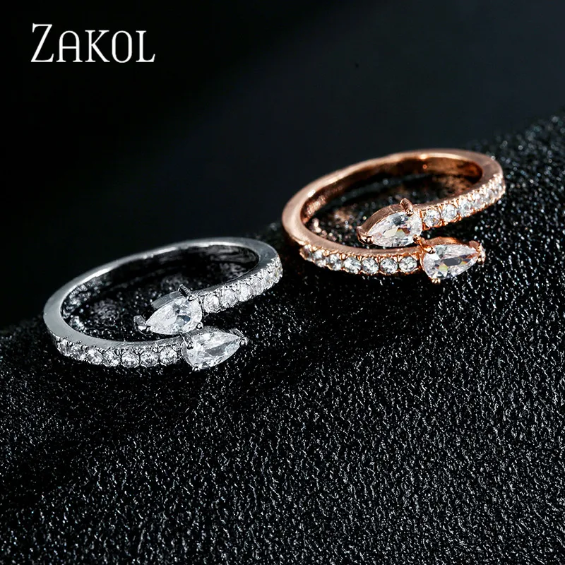 Женское Открытое кольцо ZAKOL свадебное украшение с кристаллами фианита FSRP2145 |