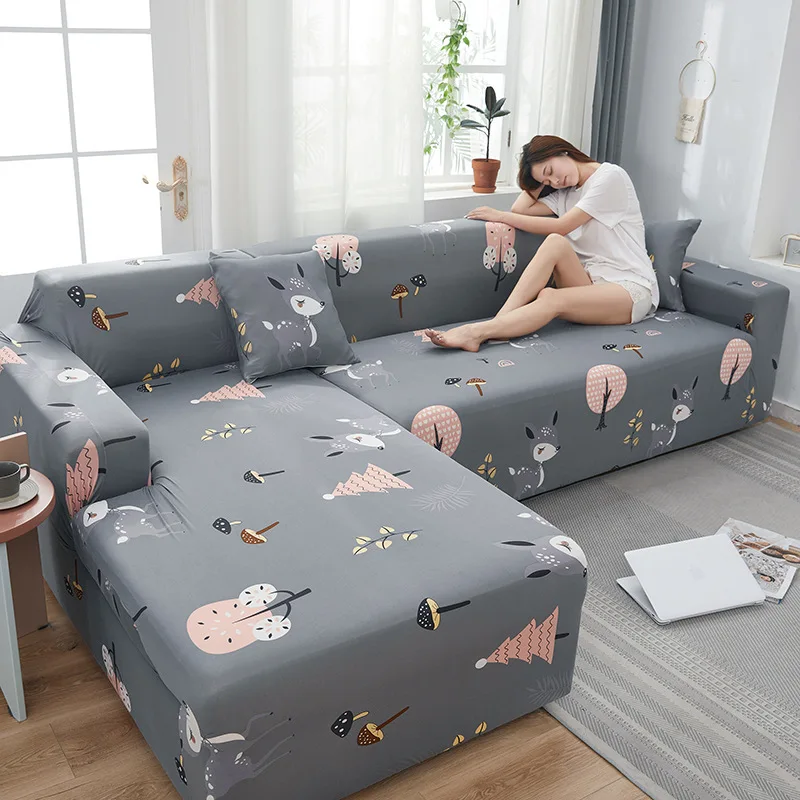 

Чехол для дивана хлопковый эластичный, бежевый, растягивающийся, водонепроницаемый