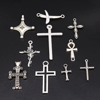 1pack mixed silver plated christian bible cross pendant diy charm bracelet earrings jewelry crafts making p87