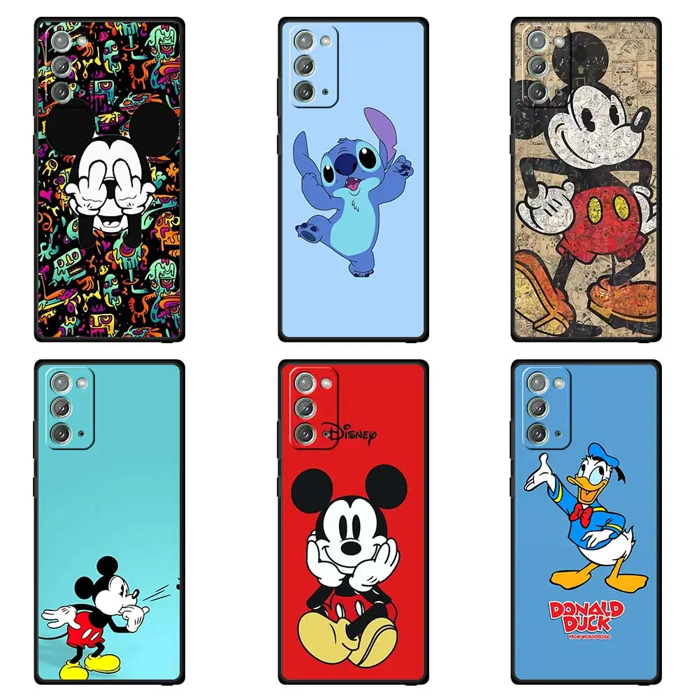 

Soft Case For Samsung Galaxy Note 20Ultra 10Lite Waterproof Phone Black Cover S9 S8Plus Coque Funda Bag Stitch Diseny Mickeys