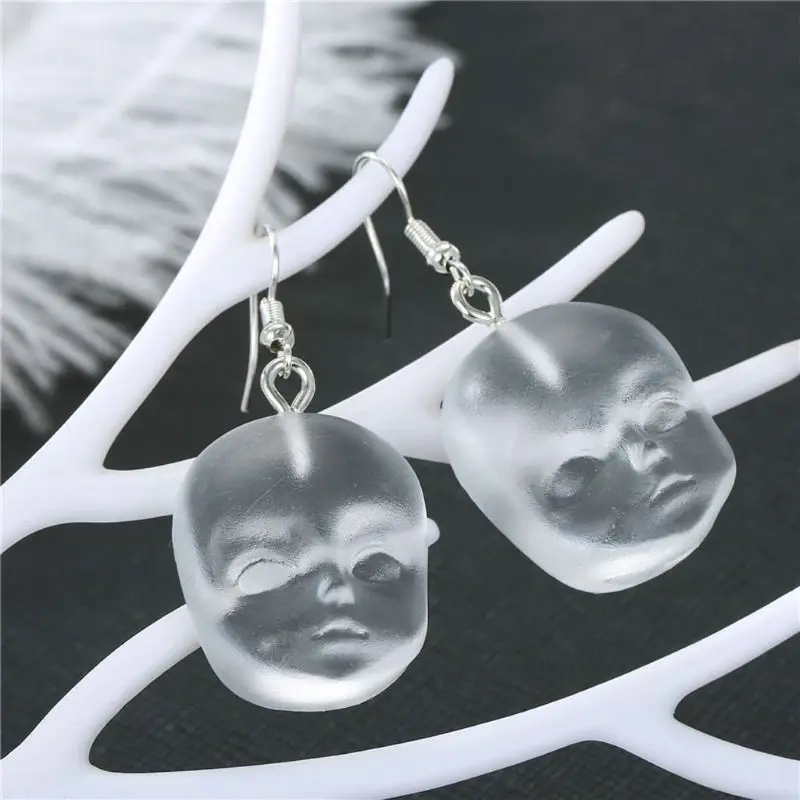 

Funny Handmade Baby Face Clear Resin Dangle Drop Earrings Personality Baby Head Earrings for Women Creative Jewelry