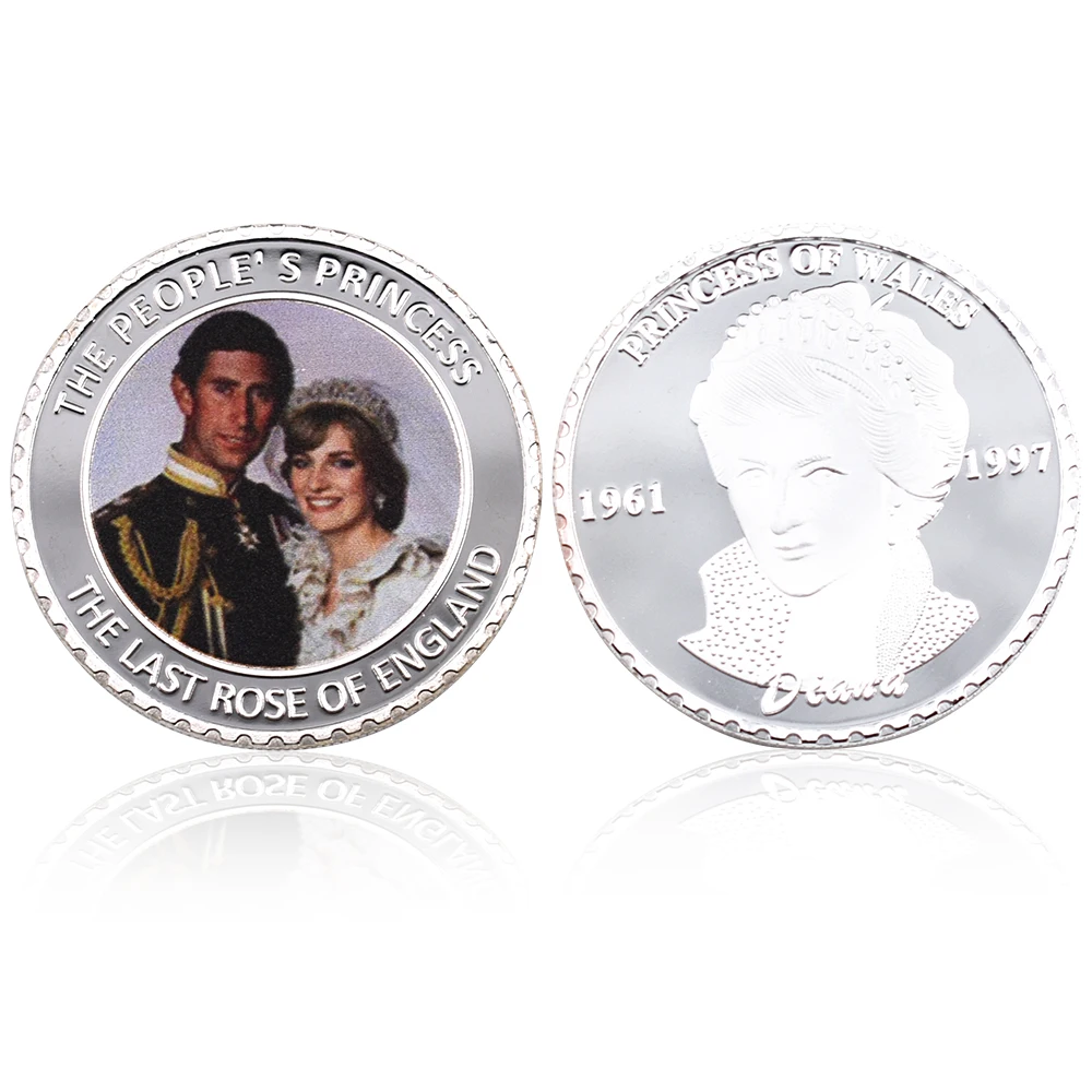 Серебряная монета принцессы Дианы памятная годовщина XX века металлическая