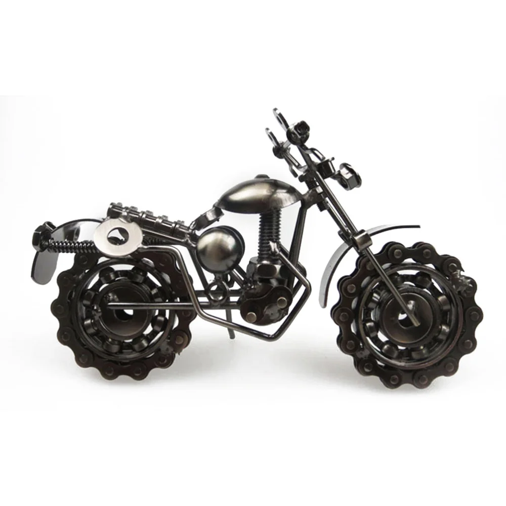 

Creative Hand Soldering Wrought Iron Motorcycle Model Bronze Tone Metal Moto Collection Simple Modern Home Decor Ornaments for