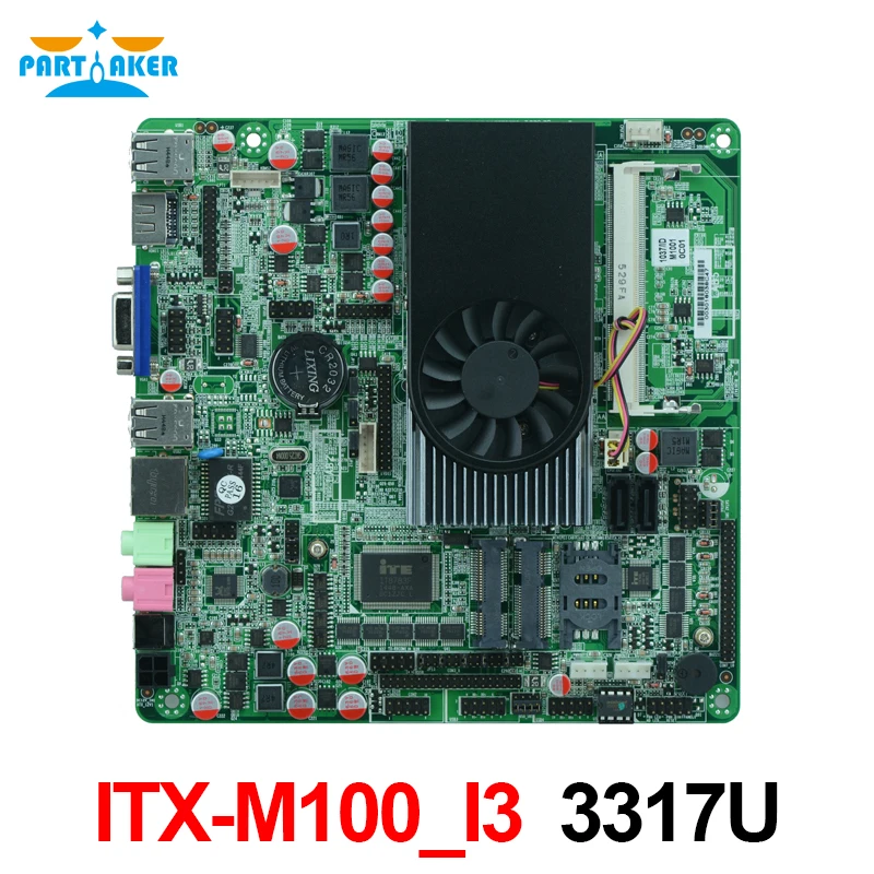 Partaker Intel I3 3317U ITX-M100_I3 Industrial Thin mainboard Embedded computer Motherboard with 10 RS232