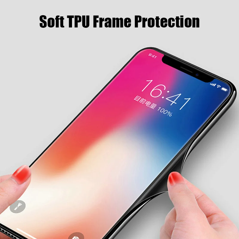 Чехол-накладка для iPhone 11 X XS MAX 7/8 Plus из закаленного стекла |