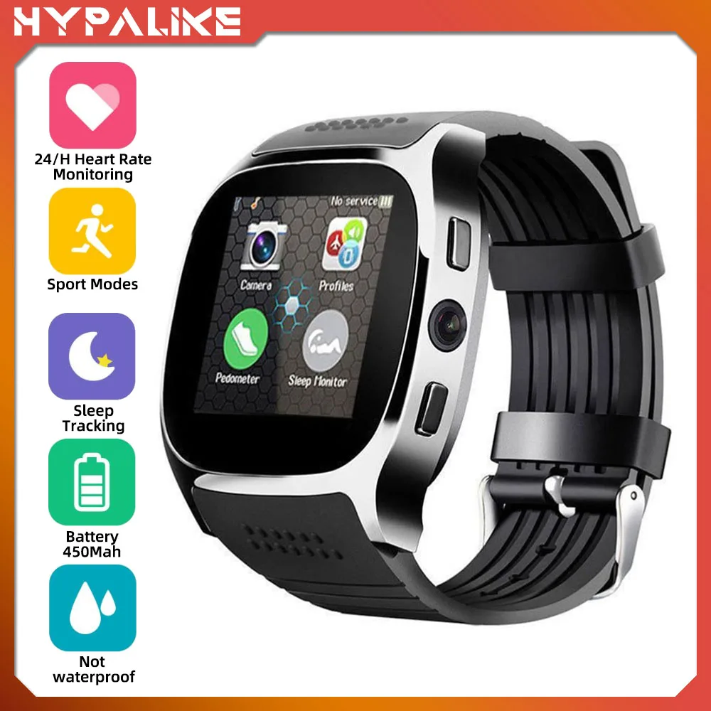 

T8 Smart Watch Man Woman Touch Screen With Camera Support SIM Card Call Sport Positioning Tracker Smartwatch For Kids Dial Call