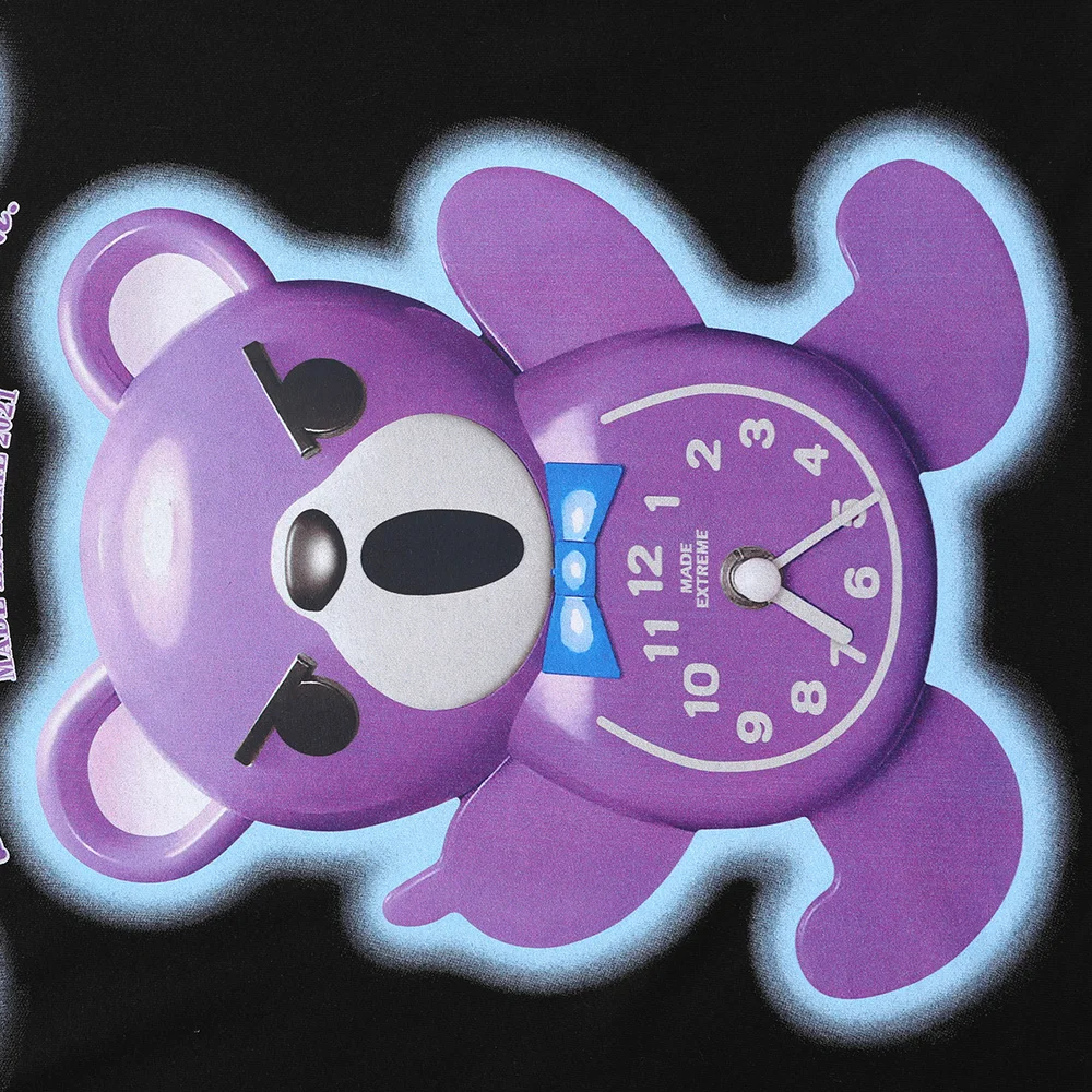 

JING ZHE O-Neck T Shirt Men Cartoon Bear Letter Flame Print Tops Tee Shirts Casual Couple Summer Streetwear Fashion Men's Tshirt