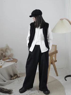 Women's Black Straight Pants Spring New Casual Fashion Personality Summer Slim Fit | Женская одежда