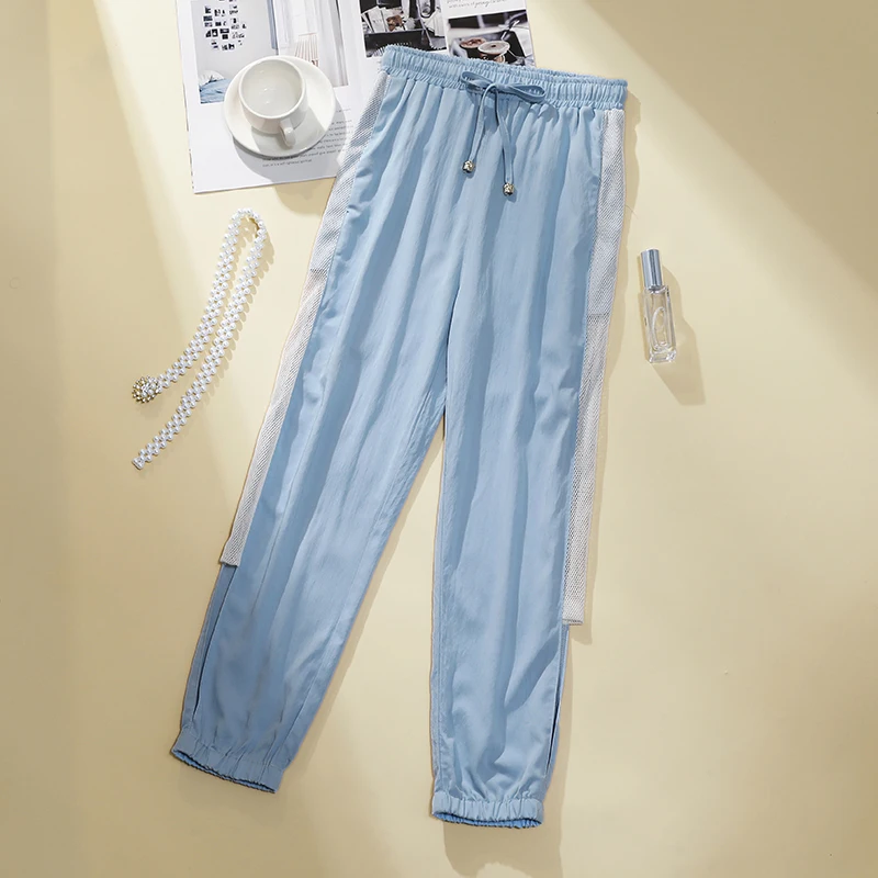 

Jeans Woman Ultra Thin Summer 2021 High waist Drawstring Loose Casual Ankle-length Denim Harem Pants