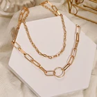 Ожерелье IPARAM женское, многослойное, толстая, круглая, винтажная, металлическая, короткое ключичное ожерелье
