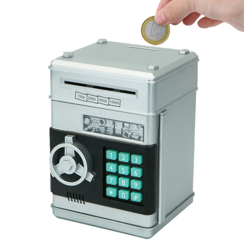 Electronic Piggy Bank ATM Password Money Box Cash Coins Saving Safe Automatic Deposit Banknote Gift For Kids | Дом и сад