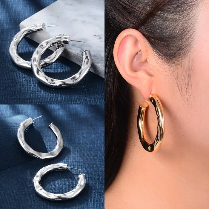 metal hoop silver Винтаж корейской моды Chic серебро большой обруч серьги Kpop цирконий жемчуг длинные кисточки серьги для женщин заявление свадьба - Окраска металла: metal hoop silver