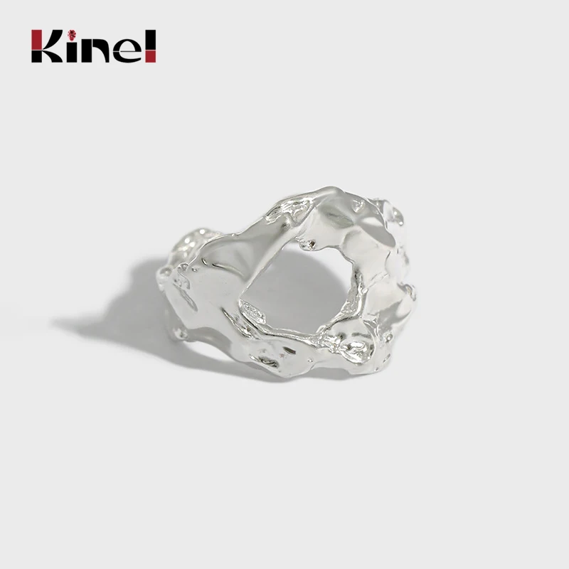 

Kinel Authentic Silver 925 Jewelry Irregular Lava Daisies Punk Finger Rings for Women Accessories Party Gift