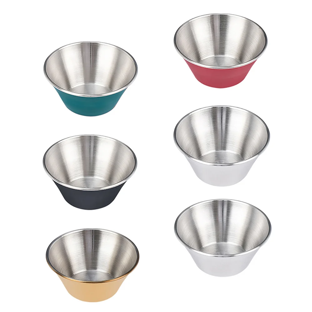 

4pcs Stainless Steel Sauce Dishes Food Dipping Bowls Round Seasoning Dishes