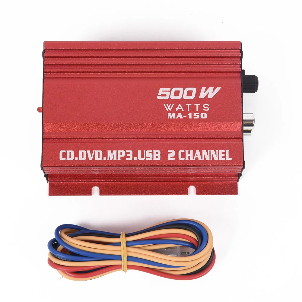 

500W Aluminum 12V 2CH Mini Hi-Fi Stereo Audio Amplifier Amp Subwoofer Car CD DVD