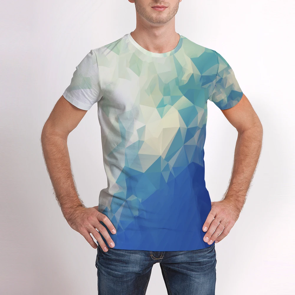 

2021 New Short Sleeve Men's 3D T-shirt lattice Print Top Loose Casual Streetwear Plus Size Mens colorful personality T-Shirt