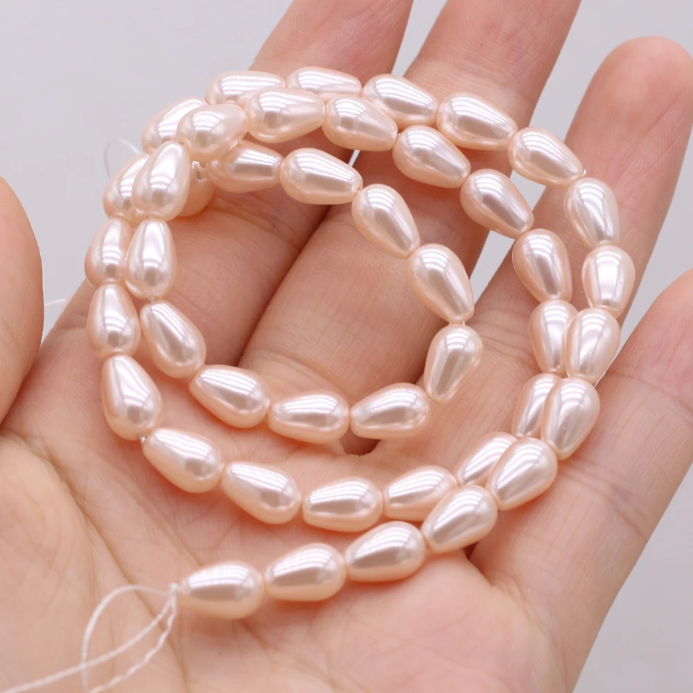 

Natural shell bead fritillary water drop shape pink beaded loose spacer beads for jewelry making DIY necklace bracelet accessory
