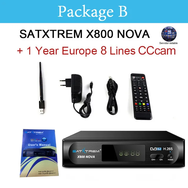 with wifi cccam Satxtrem X800 Nova спутниковый ресивер DVB-S2 H.265 с 1 год Cccam Oscam приемник Поддержка IPTV USB Wifi Openbox HD приемник - Цвет: with wifi cccam