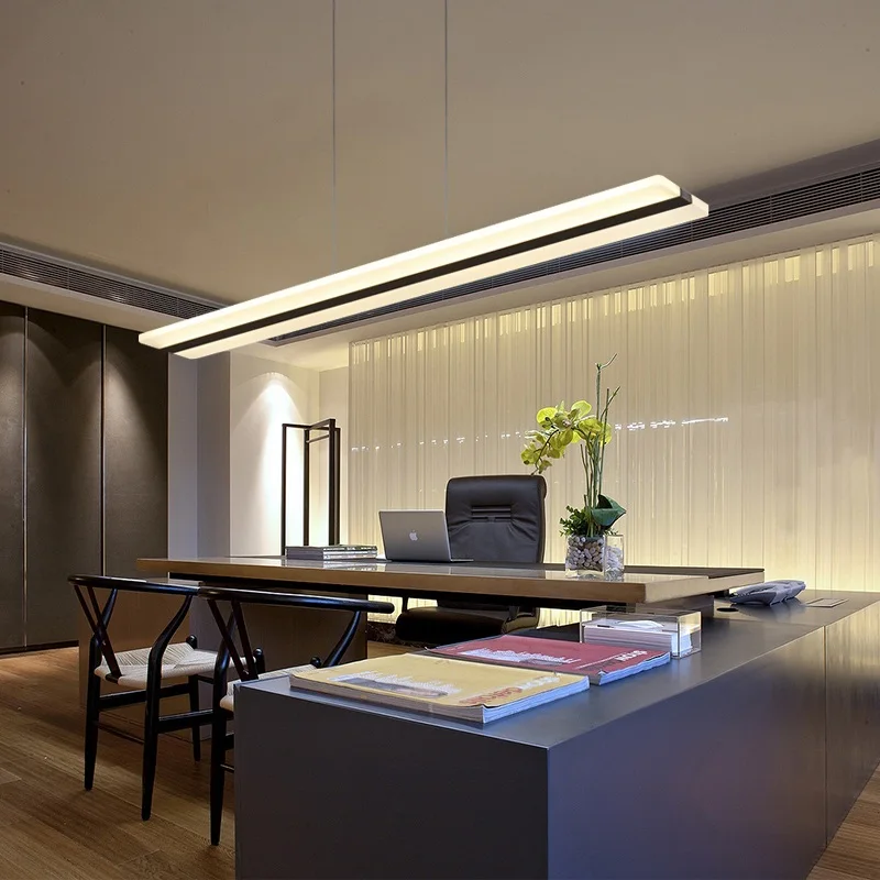 

Modern simple strip acrylic restaurant chandelier creative personality office lamp bar gym dimming pendant lamp