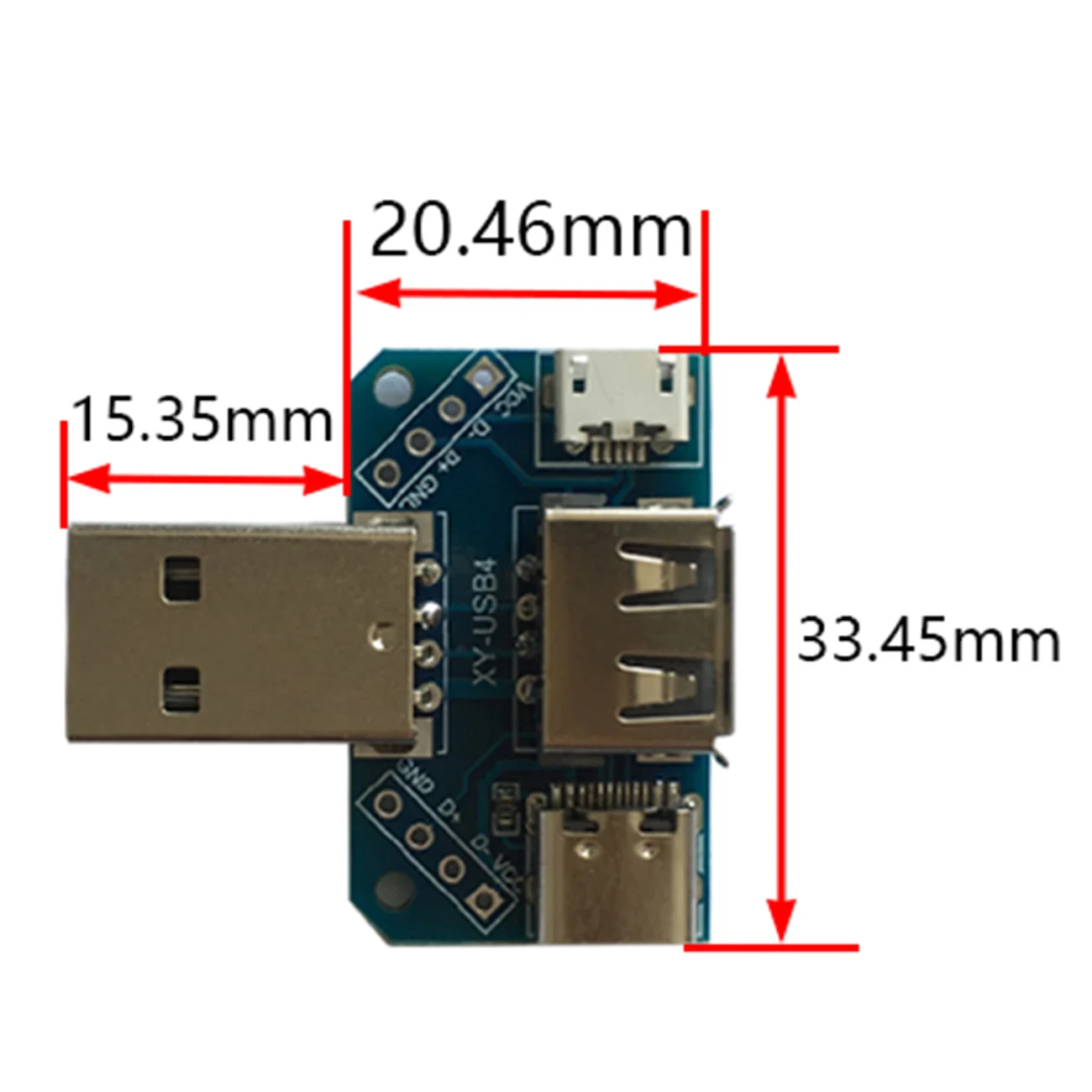 USB адаптер со штекером на гнездо micro Type C 4P 2 54 мм встроенный USB4|Интегральные схемы| |