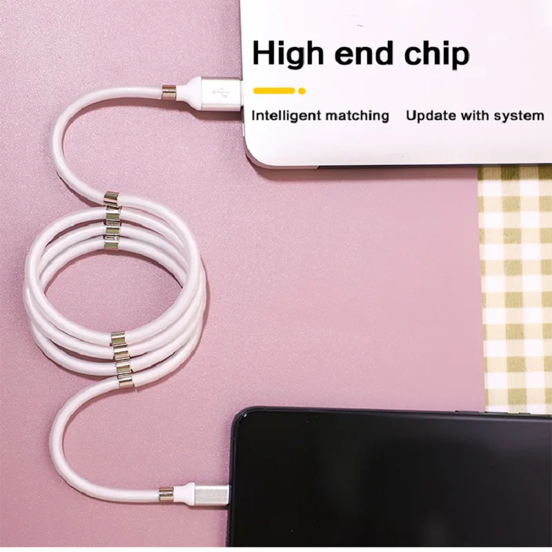 Fast 2A rope cable Magic for iOS automatically retractable storage charging Samaung smartphone tablet type-c | Мобильные телефоны и