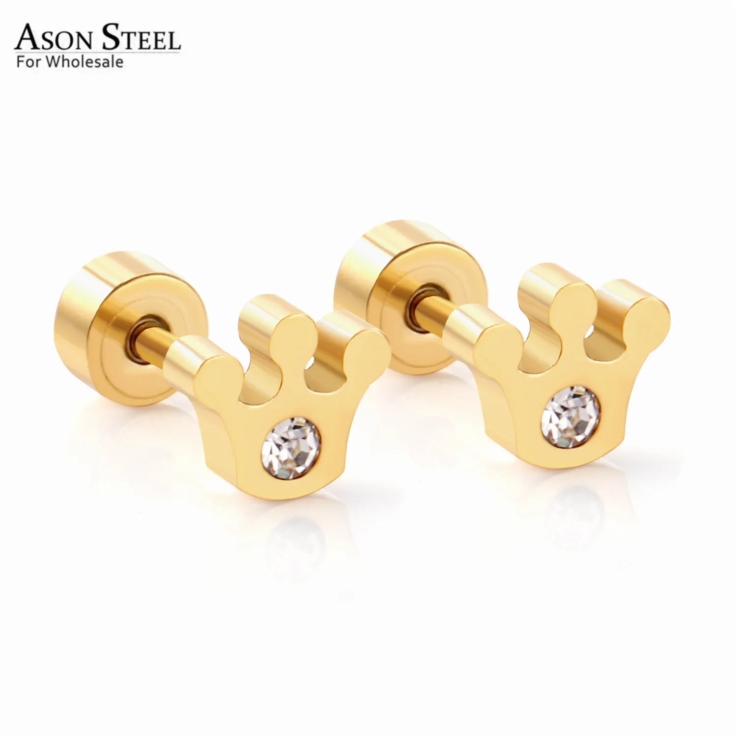 Женские серьги в виде короны ASONSTEEL элегантные серьги-гвоздики из нержавеющей