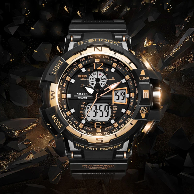 

Часы мужские наручные G S Shock кварцевые с большим циферблатом, роскошные брендовые светодиодные, водонепроницаемые в стиле милитари