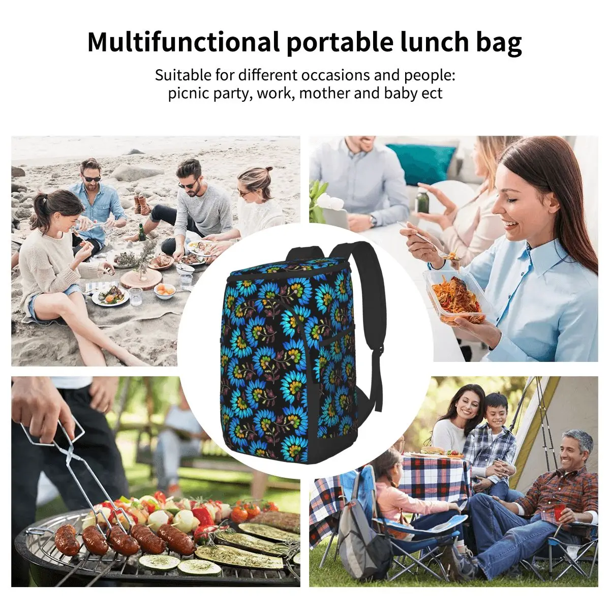 

Thermal Backpack Waterproof Thickened Cooler Bag Large Insulated Bag Picnic Cooler Backpack Refrigerator Bag Floral Pattern