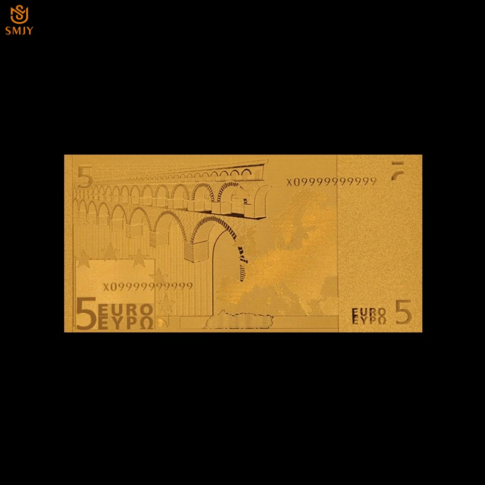 10 шт./лот сувенирные банкноты Евро 5 для банкнот Золотая Европейская валюта