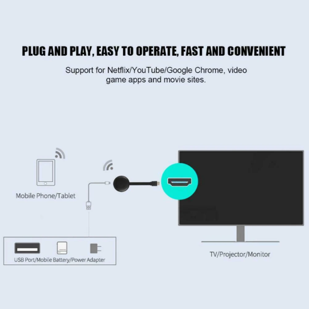 

Dual Band WiFi Wireless Display 4K HDMI-compatible Wireless Display Adapter TV Dongle Display Dongle Video Adapter Airplay