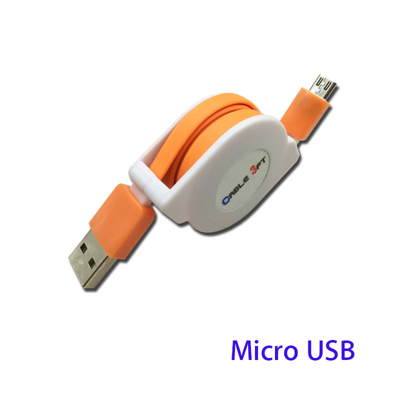 Orange Micro usb 2/3 м микро USB Выдвижной зарядный кабель для Samsung Galaxy J3, J5, J7 года Redmi 8 7A 7 6 портативное зарядное устройство адаптер кабель - Цвет: Orange Micro usb