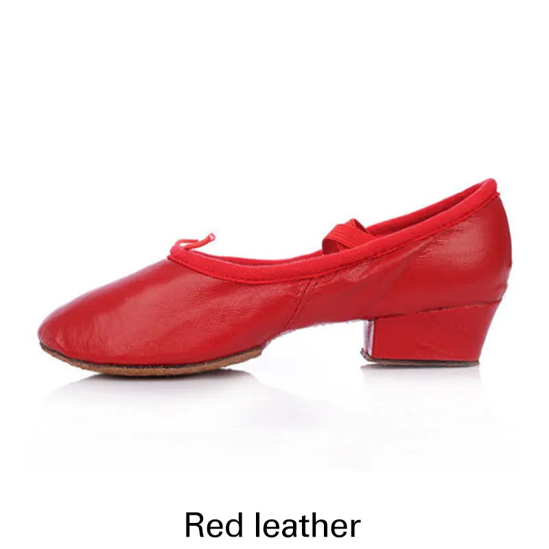Leather red Женская танцевальная обувь для джазового балета; мягкие балетки; Танцевальная обувь для сальсы; кроссовки; 8 цветов; женская танцевальная обувь для бальных танцев - Цвет: Leather red