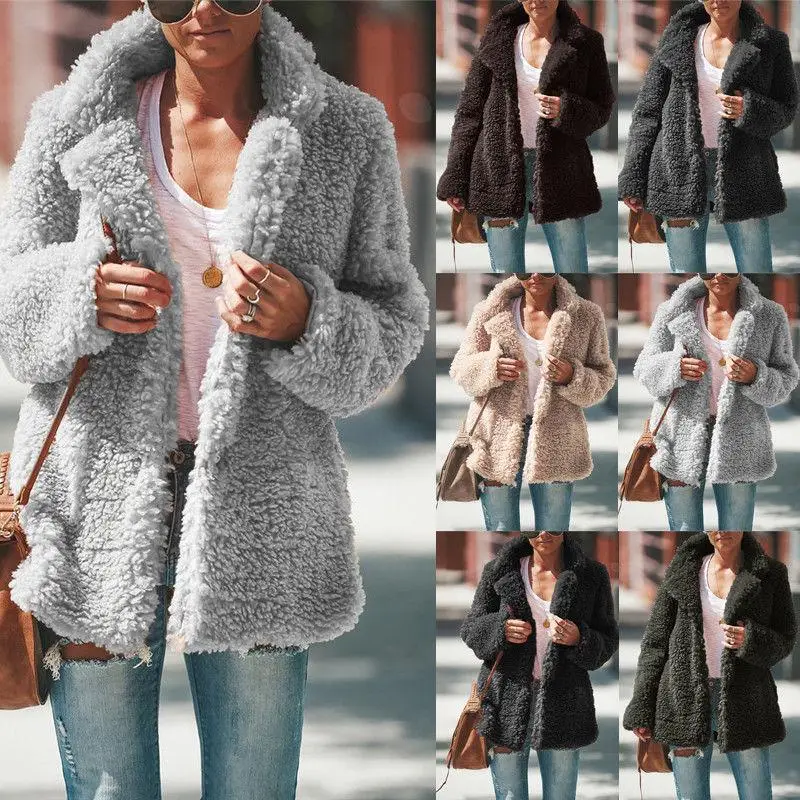 

Autumn And Winter Jacket Women's Solid Color Fleece Ropa Mujer Casual Jacket Warm Soft Cardigan Fur Women's Veste Clothes