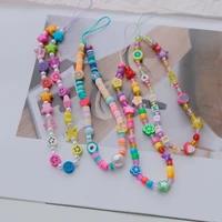 new fashion womens mobile phone straps colorful fruit stars letters beaded slogan soft ceramic mobile phone chains accessories