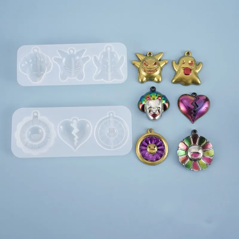 DIY цветок от солнца демон Клоун Кулон Смола форма 3 кристалла эпоксидная смола