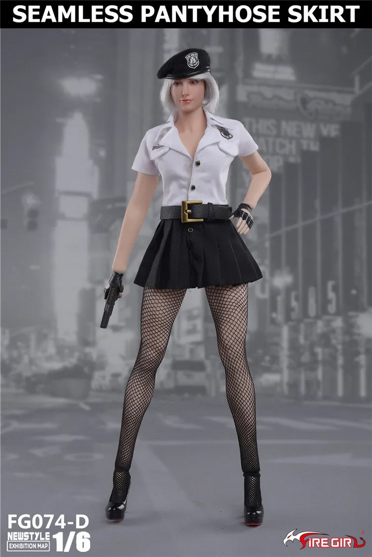 Игрушки сделай сам 1/6 FG074 Женская юбка для полицейских платье с чулками шапочка