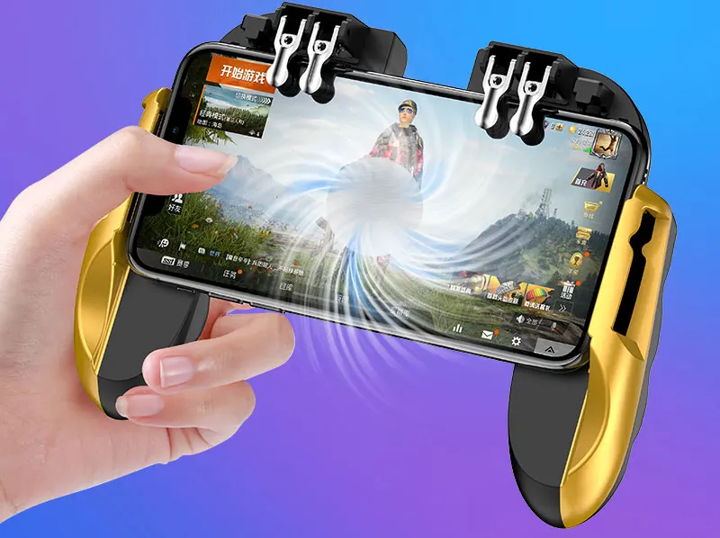 Gold Built-in Fan Геймпад Pubg контроллер Android джойстик мобильный игровой коврик игровой контроллер портативные плееры WinexFor IPhone Xiaomi с охлаждающим вентилятором - Цвет: Gold Built-in Fan
