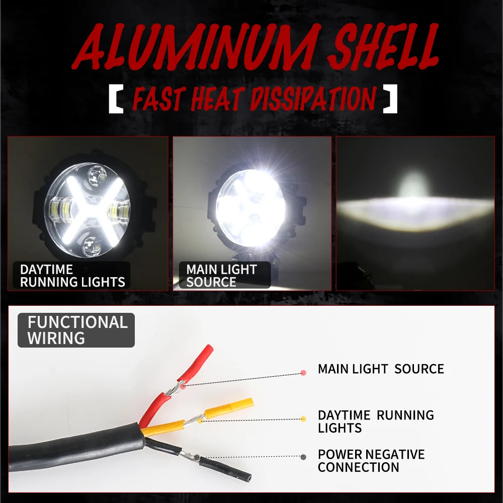 

WINING 12V Offroad LED Work Light Bar 7inch 45W Round Led Lights For Car 4x4 offroad Truck Tractor ATV SUV Driving Fog Lamp