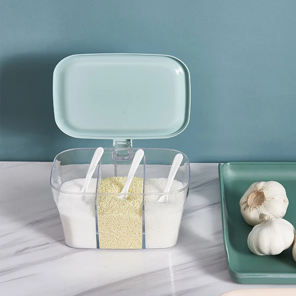 Коробка для приправ 3 отсека прочная прозрачная банка специй хранения трав с