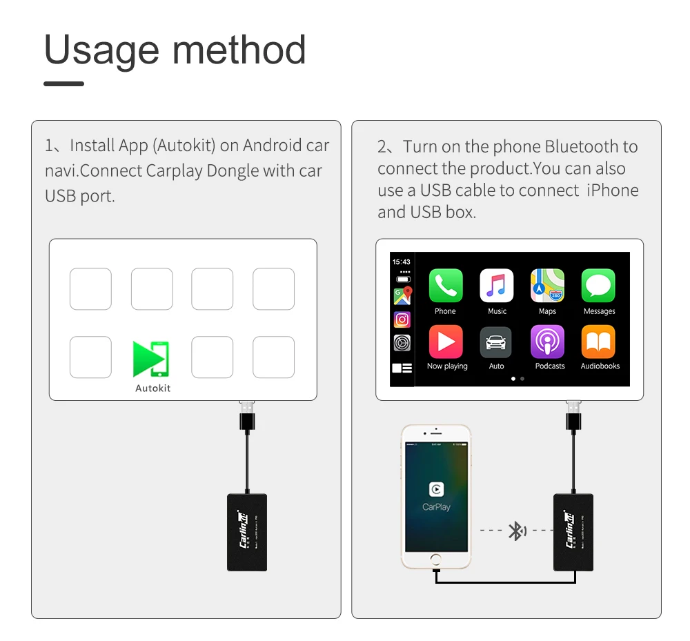 Carlinkit беспроводной Смарт ссылка Apple CarPlay ключ для Android навигации плеер мини USB Carplay палка с Android авто