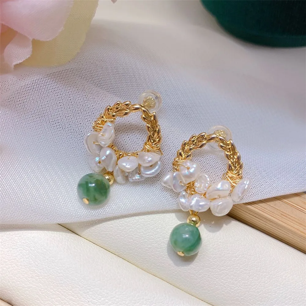 Роскошный светильник ручной работы серьги из натурального Изумрудного жемчуга