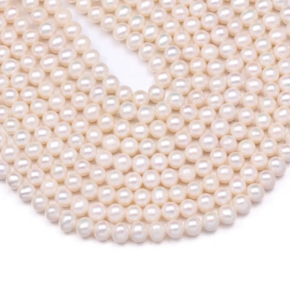 6-7mm-4-white Высококачественные бусины из натурального пресноводного культивированного жемчуга, круглые бусины для изготовления ювелирных изделий, ожерелье 13 дюймов, Размер 2,5-3 мм - Цвет: 6-7mm-4-white